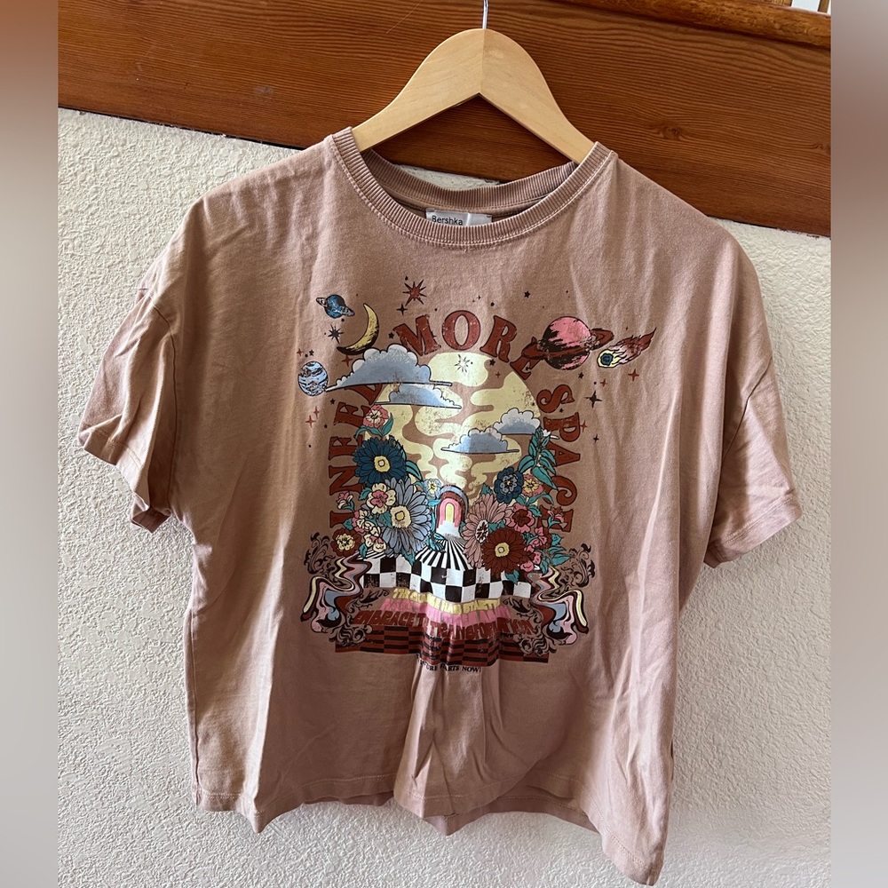 Brown BERSHKA t shirt